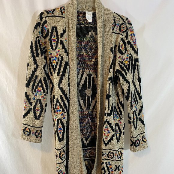 Northern Angel Open Gray Multicolor Aztec Print Cardigan Sweater Women's Size L - Picture 8 of 12